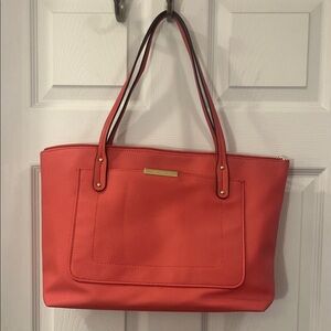 Liz Claiborne Vibrant Coral Tote Bag